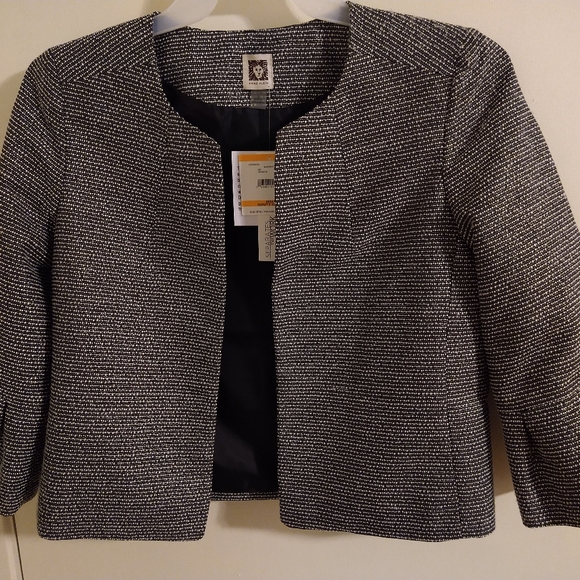 Anne Klein Black White Silver Knit Jacket Blazer NWT - Picture 4 of 4
